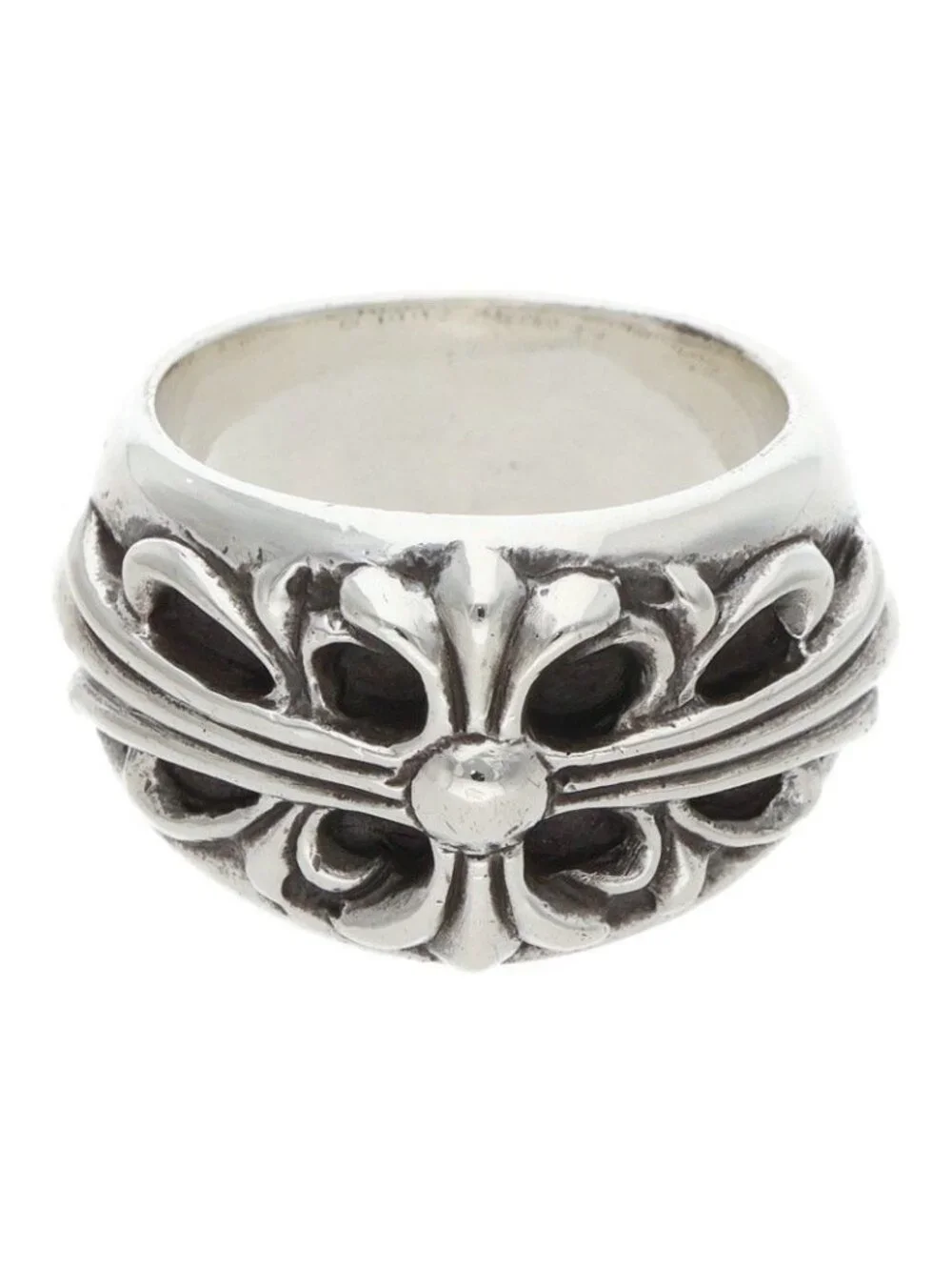 Chrome Hearts Flrl Crs Floral Cross Silver Ring